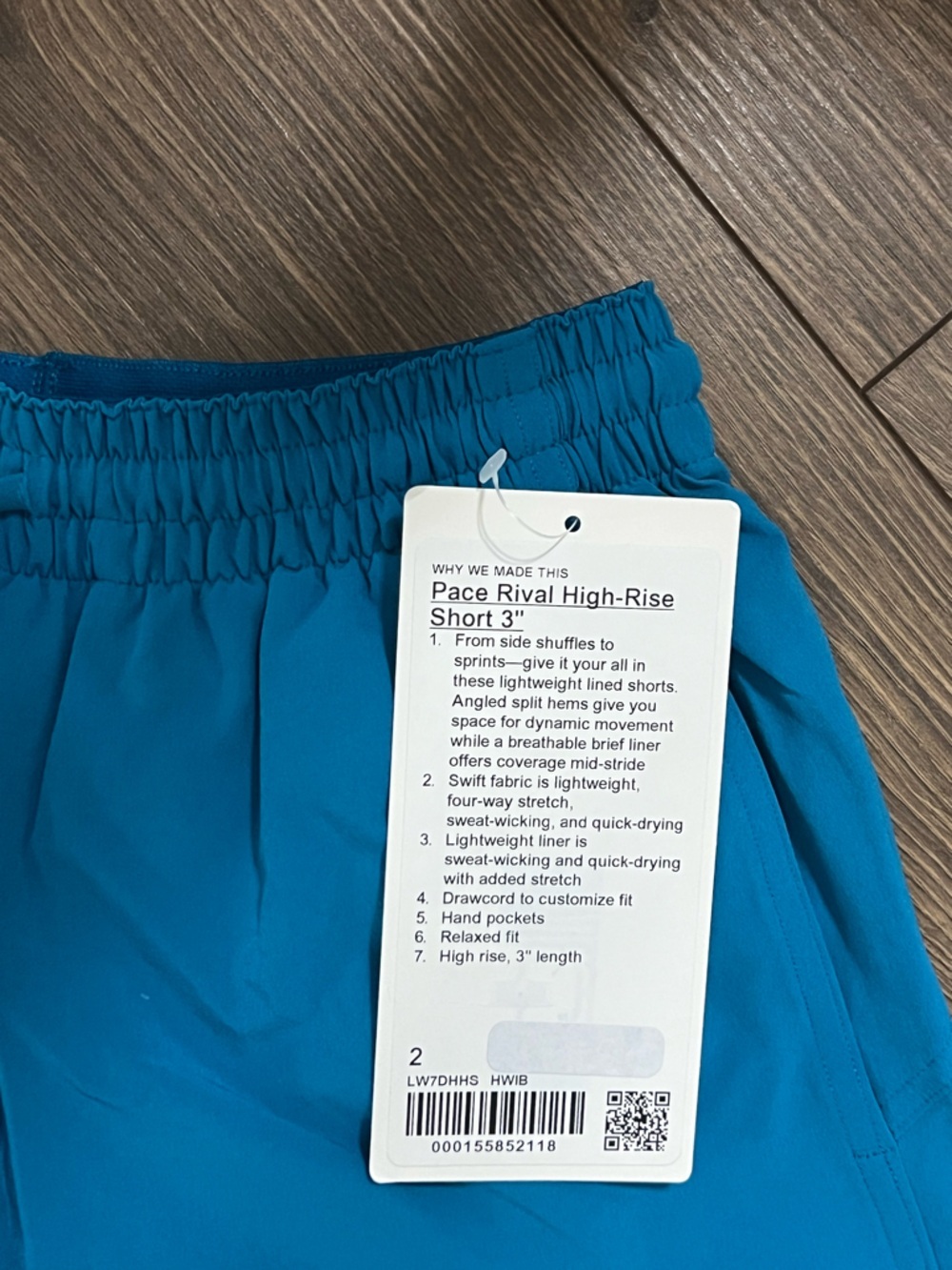 Lululemon Pace Rival High-Rise Short 3” in Hawaiian Blue, NWT Size 2. - Picture 3 of 4